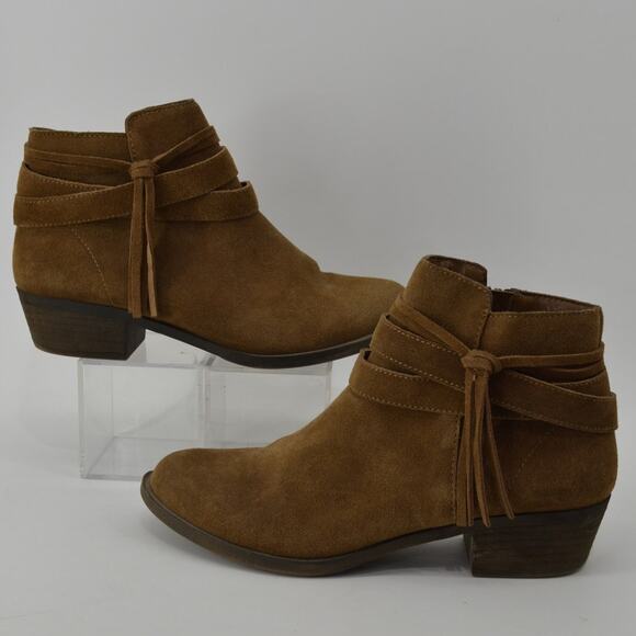 Kensie Glence Booties Sz 9 Leather Tassle Brown Suede Ankle Boots - Picture 6 of 10